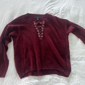 Dark Red Forever 21 Criss Cross Sweater (S)